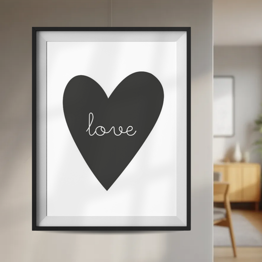 Plakat Love Serce Czarne Miłość 40x50  ForWalls.eu