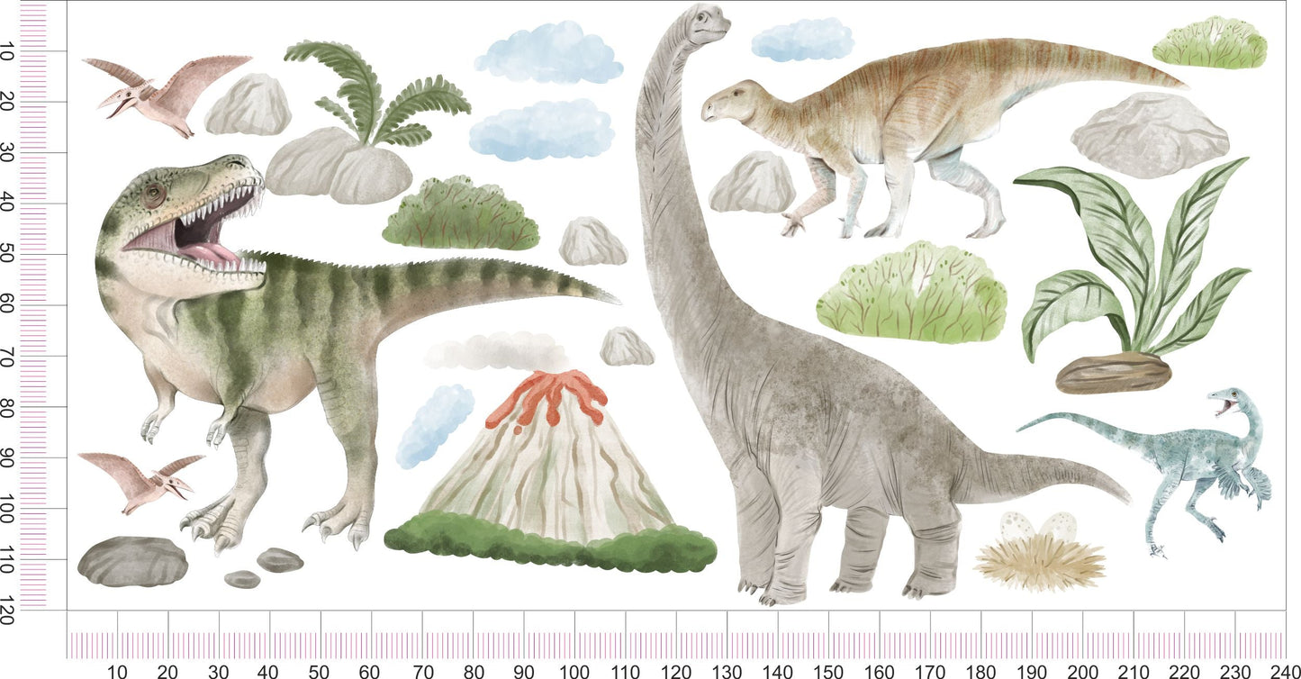 Naklejki dla dzieci na ścianę dla chłopca dinozaury wulkan  ForWalls.eu