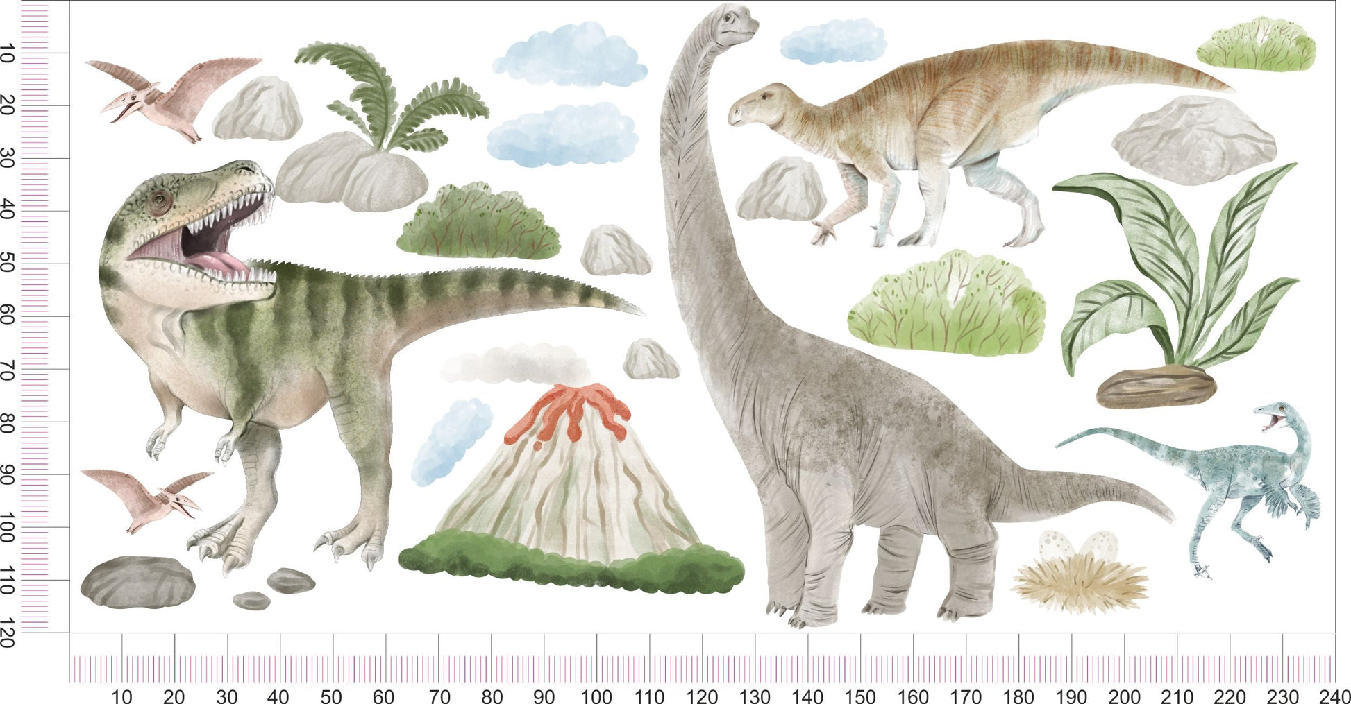 Naklejki dla dzieci na ścianę dla chłopca dinozaury wulkan  ForWalls.eu