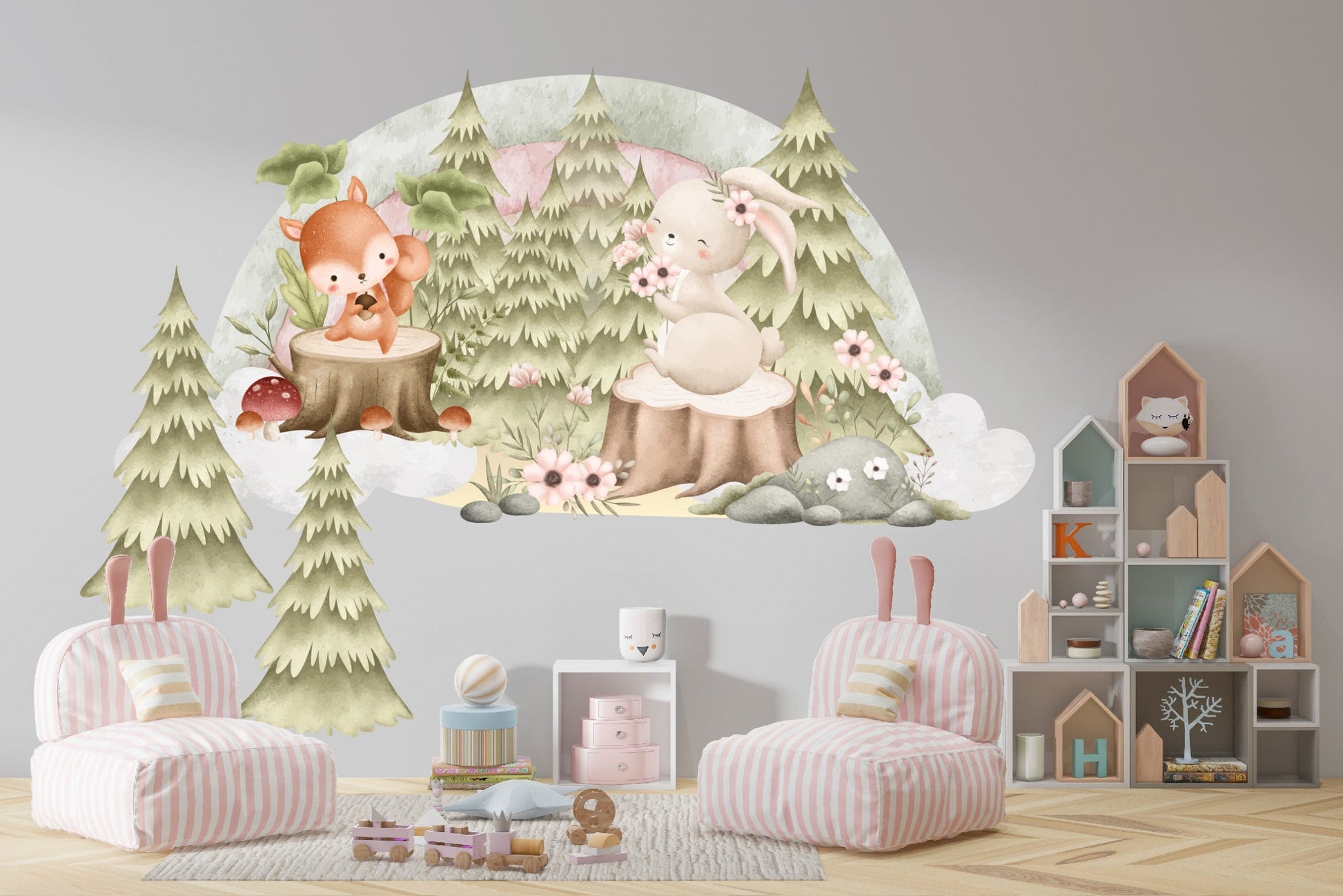 Kolorowe naklejki na ścianę meble Ozdoba ścienna do pokoju dla dzieci Las  ForWalls.eu