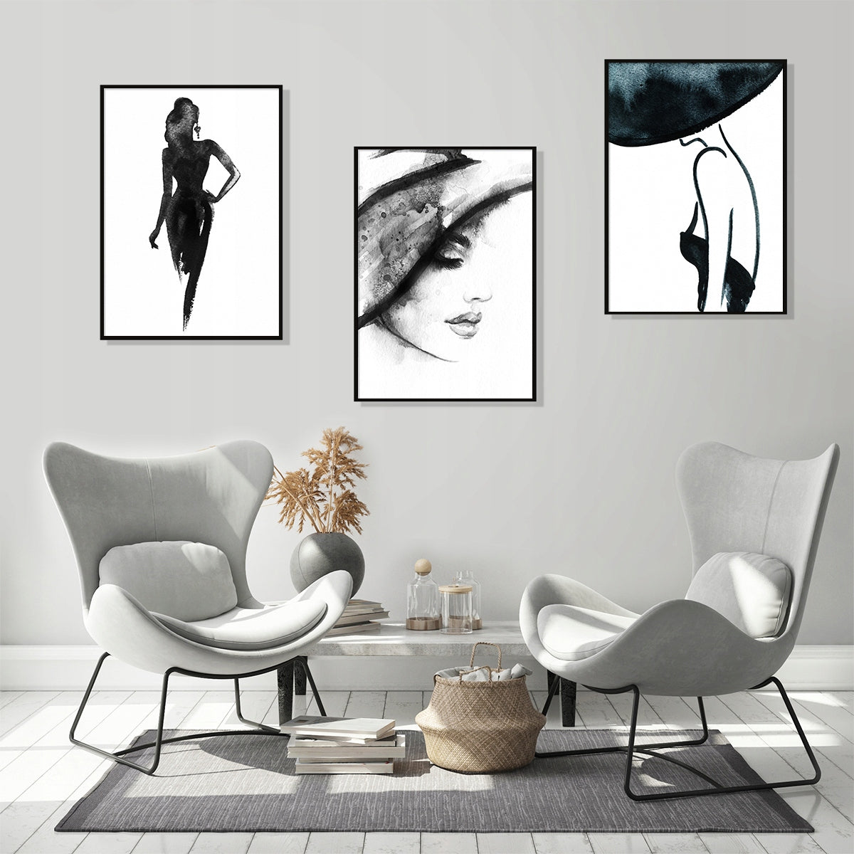 Plakaty W Ramie Komplet 3 Obrazów Kobieta Walentynki Tryptyk 53x73cm  ForWalls.eu