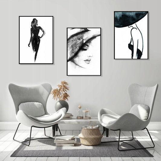 Plakaty W Ramie Komplet 3 Obrazów Kobieta Walentynki Tryptyk 53x73cm  ForWalls.eu