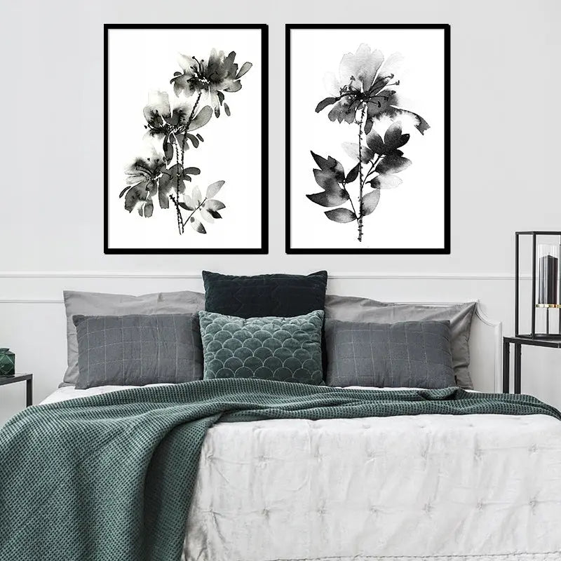 Plakaty Kwiaty Czarne Dyptyk 53x73cm - ForWalls.eu