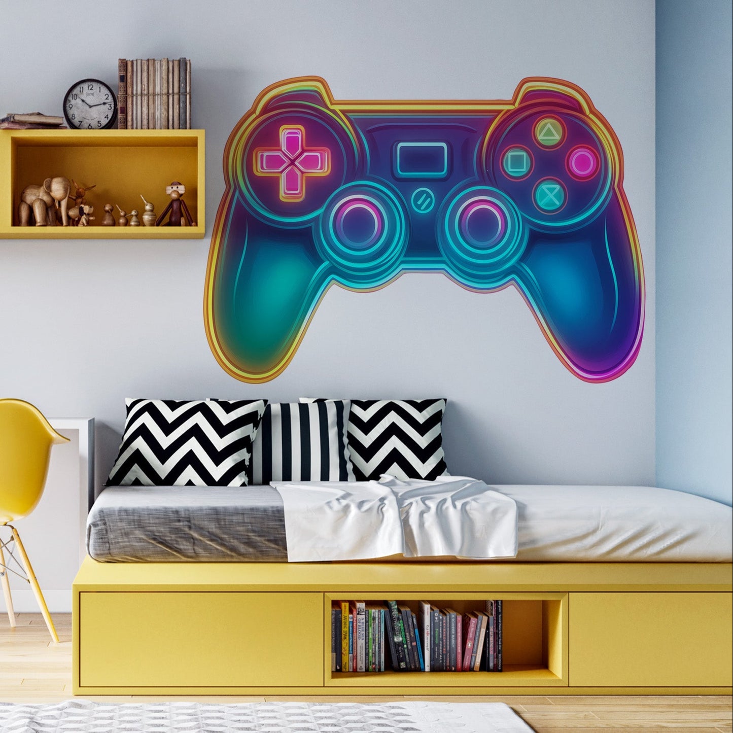 Kolorowa Naklejka ścienna dla chłopca nastolatka Gamepad Kontoler gry  ForWalls.eu