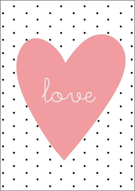 Plakat Love Różowe Serce w Kropki 40x50 cm  ForWalls.eu