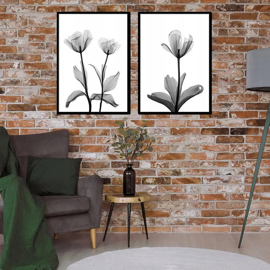 Plakaty Czarne Kwiaty Dyptyk 53x73cm - ForWalls.eu
