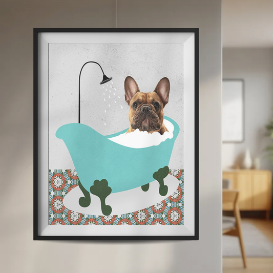 Plakat Pies Buldog W Wannie  ForWalls.eu