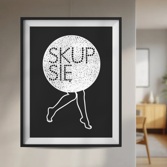 Plakat Skup Się Kibel Kupa Czarno-Biały  ForWalls.eu