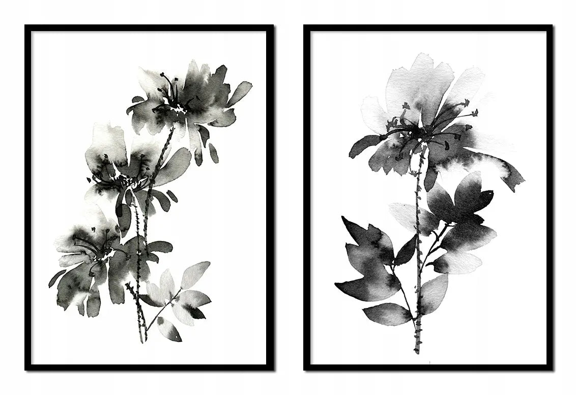 Plakaty Kwiaty Czarne Dyptyk 53x73cm - ForWalls.eu