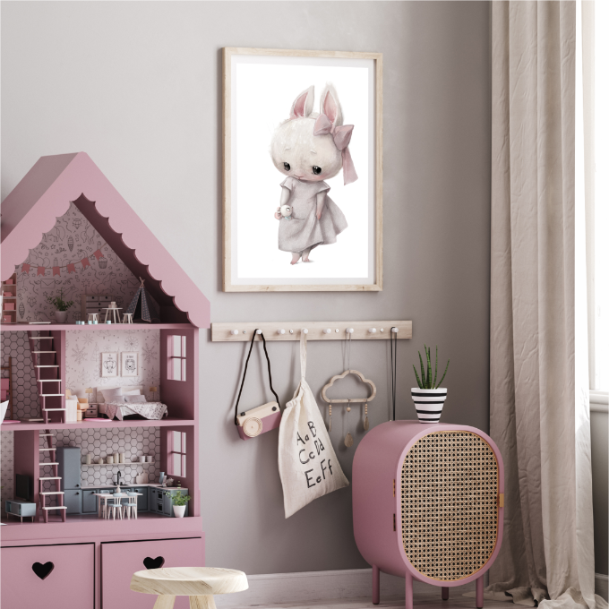 Plakat Króliczka w Sukience z Kokardą 30x40 cm - ForWalls.eu
