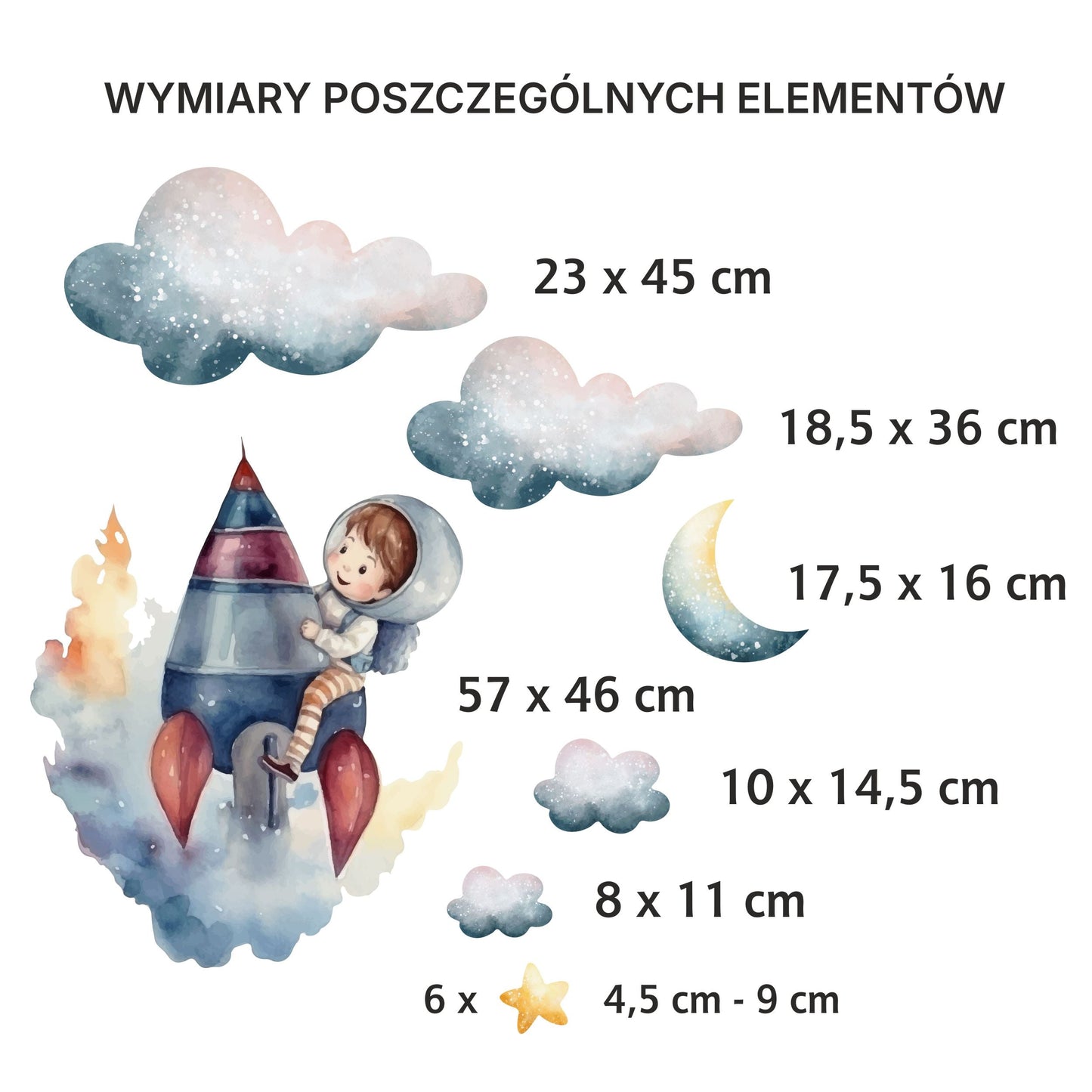 Naklejki ścienne na ścianę meble dla dzieci chłopca Kosmos Rakieta  ForWalls.eu