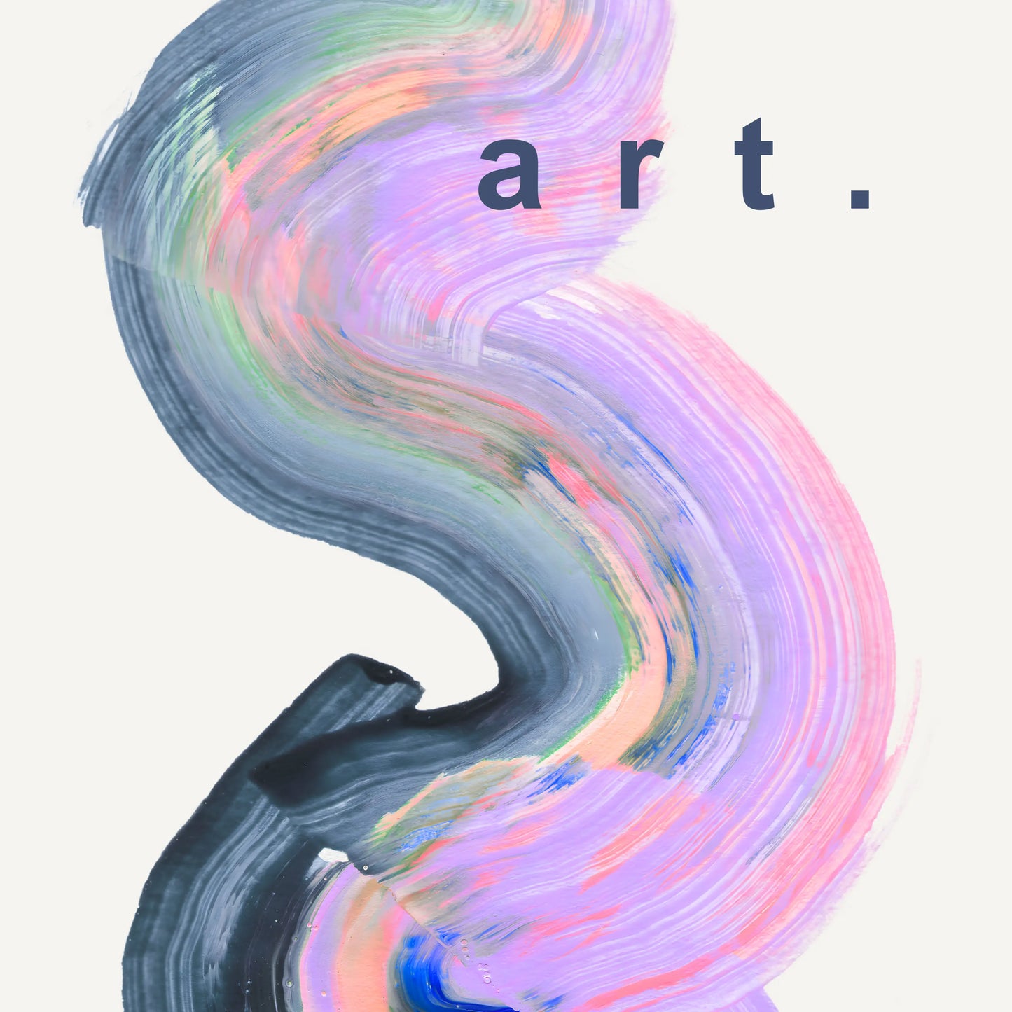 ForWalls.eu - Plakat Sztuka - Abstract swirling brushstrokes in soft pink, purple, green, and black with "art." text in uppercase letters on pale. - ekpresyjny, plakat