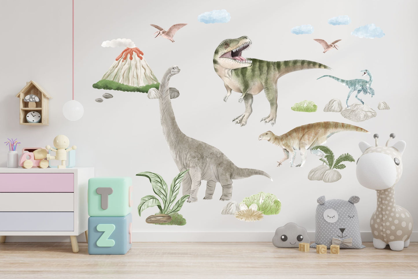 Naklejki dla dzieci na ścianę dla chłopca dinozaury wulkan  ForWalls.eu