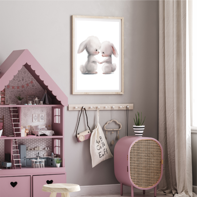Plakat Dwa Króliczki Trzymające się za Łapki 30x40 cm - ForWalls.eu
