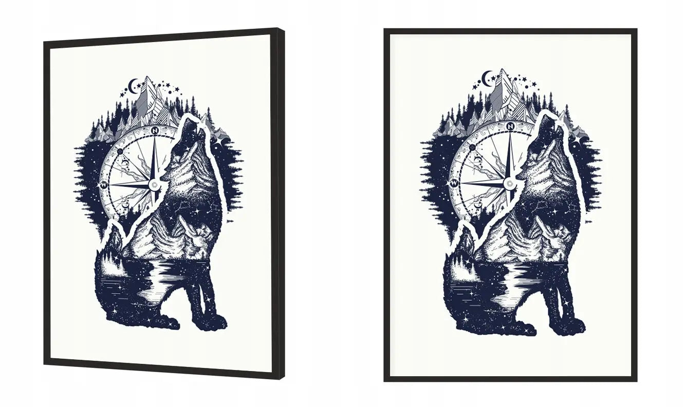 Plakat Wilk Kompas 33x43 cm - ForWalls.eu