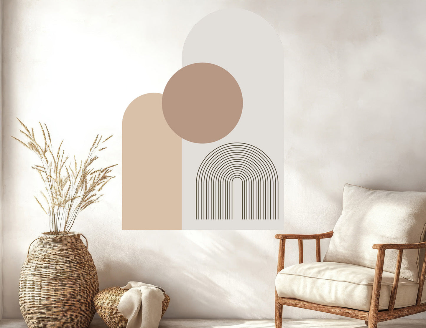 Naklejki na ścianę do salonu kuchni Boho Beż Duża Naklejka do sypialni  ForWalls.eu