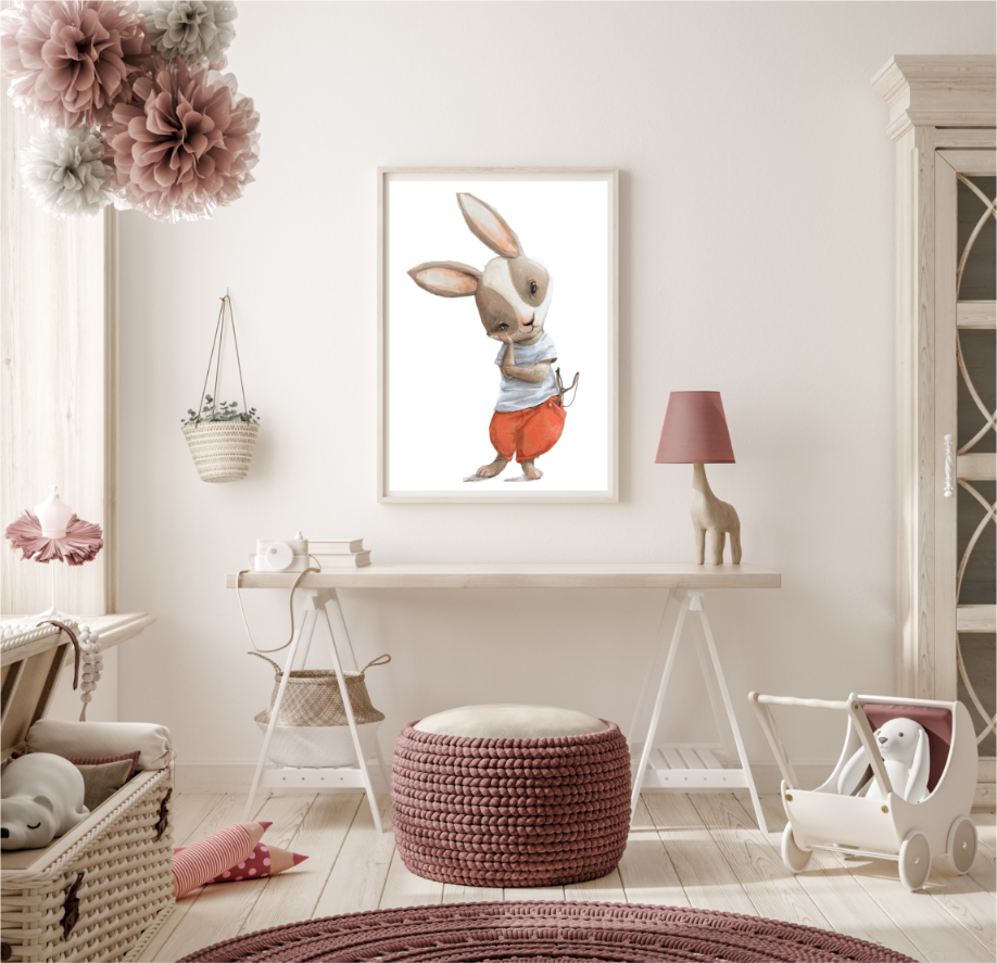 Plakat Zajączek Urwis z Procą 30x40 cm - ForWalls.eu