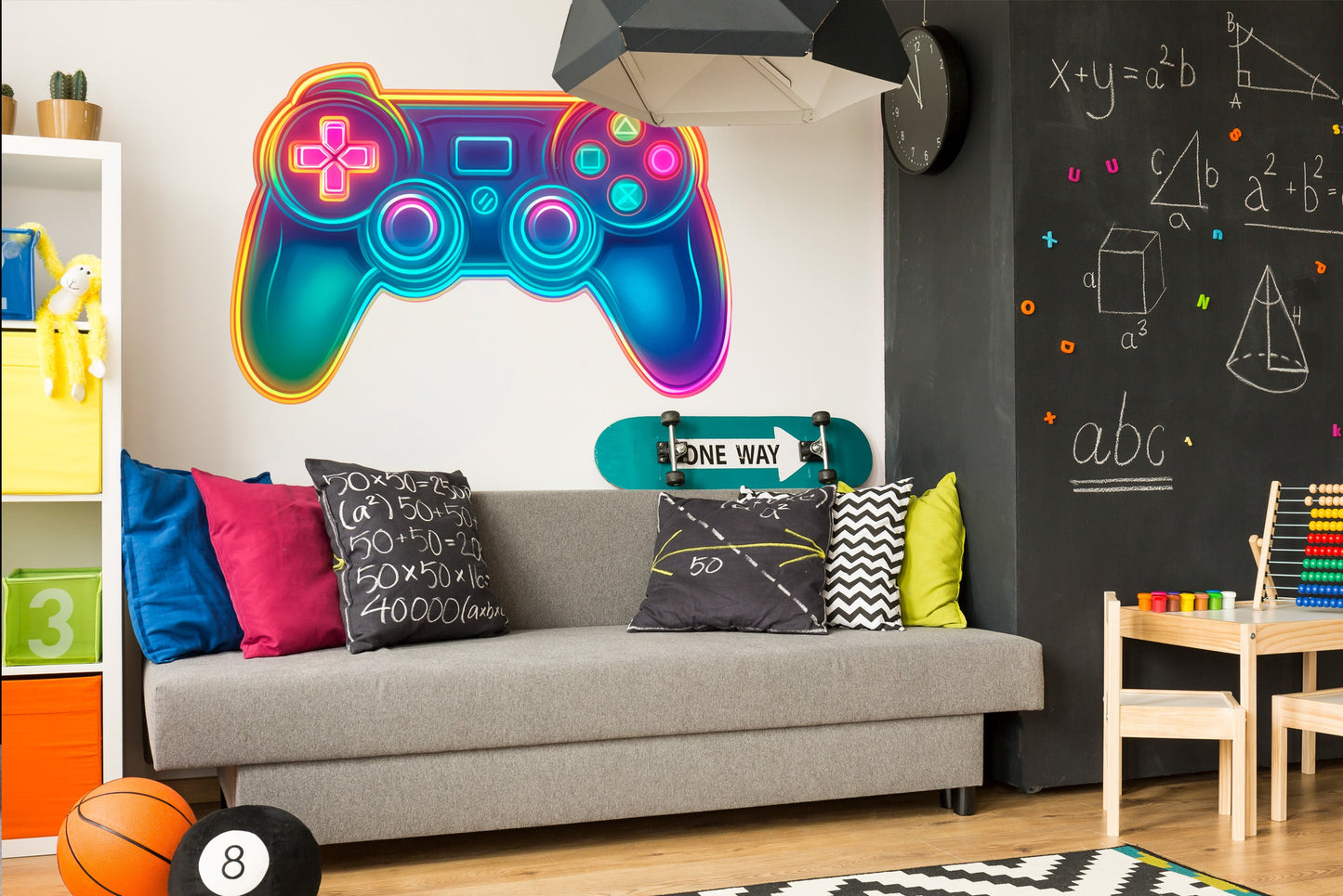 Kolorowa Naklejka ścienna dla chłopca nastolatka Gamepad Kontoler gry  ForWalls.eu