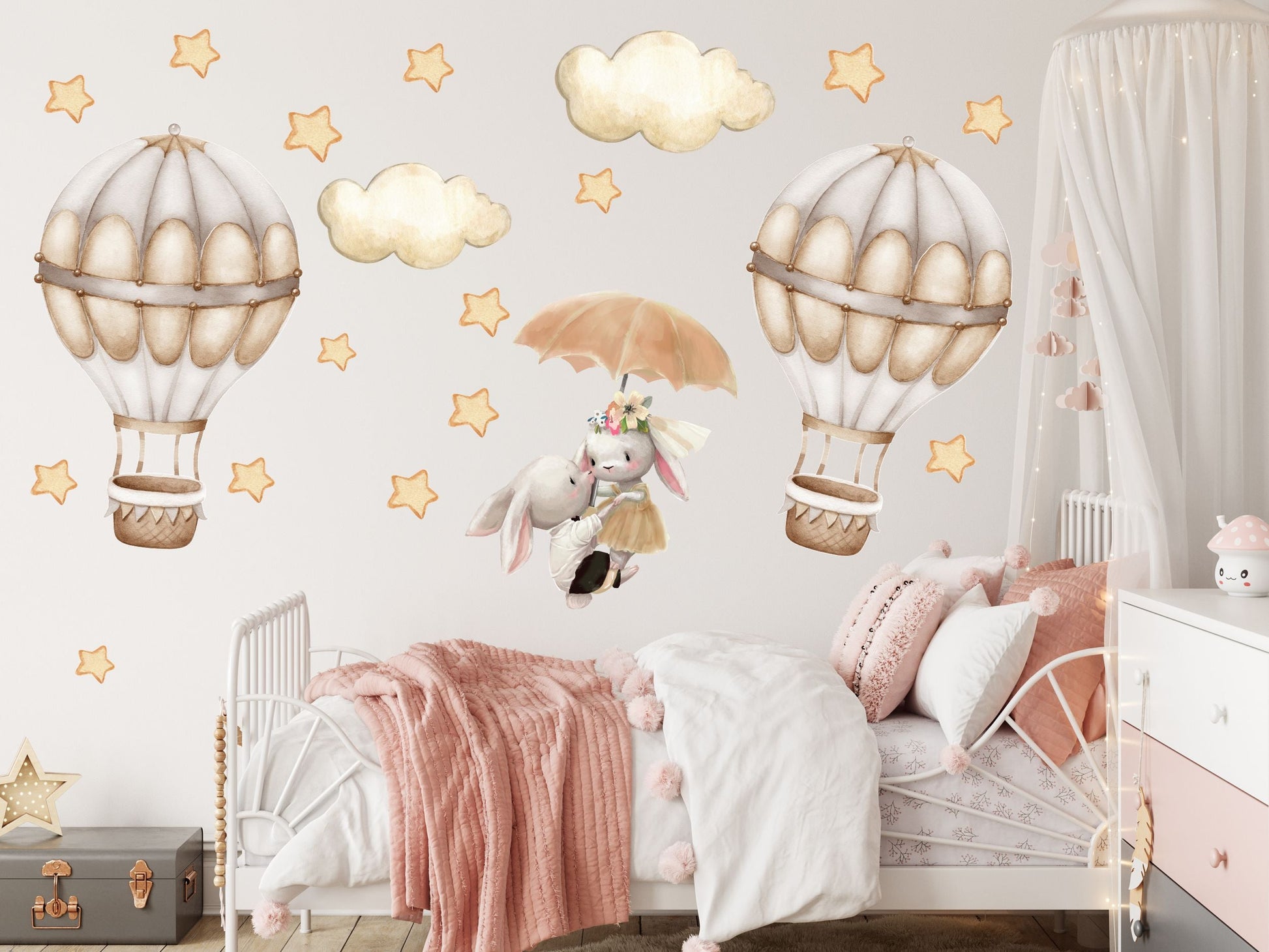 Naklejki na ścianę dla dzieci Króliczki Boho GRATIS Kontakt Włącznik  ForWalls.eu