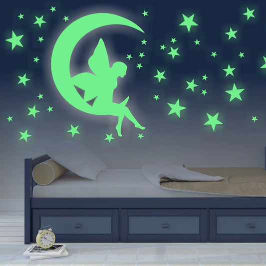 Naklejki ŚWIECĄCE w nocy Ozdoby fluorescencyjne dla dzieci Wróżka 30x60  ForWalls.eu