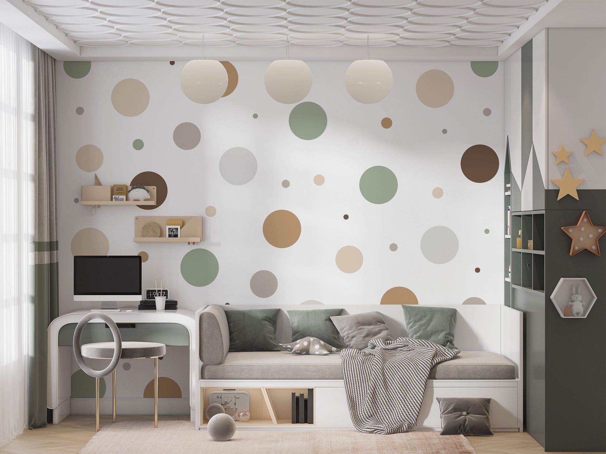 Naklejki Beże kółka grochy kropki Boho Skandynawski Pastele Dziecięce DIY  ForWalls.eu