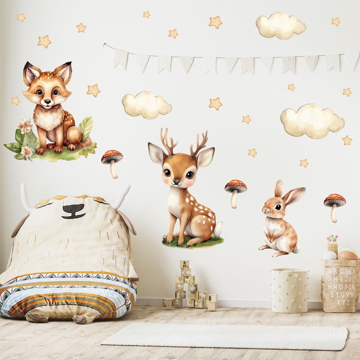 Naklejki na ścianę dla dzieci Beżowe Boho Las GRATIS Kontakt Włącznik  ForWalls.eu