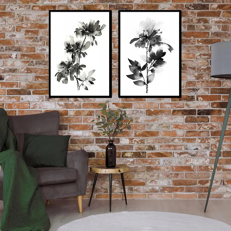 Plakaty Kwiaty Czarne Dyptyk 53x73cm - ForWalls.eu