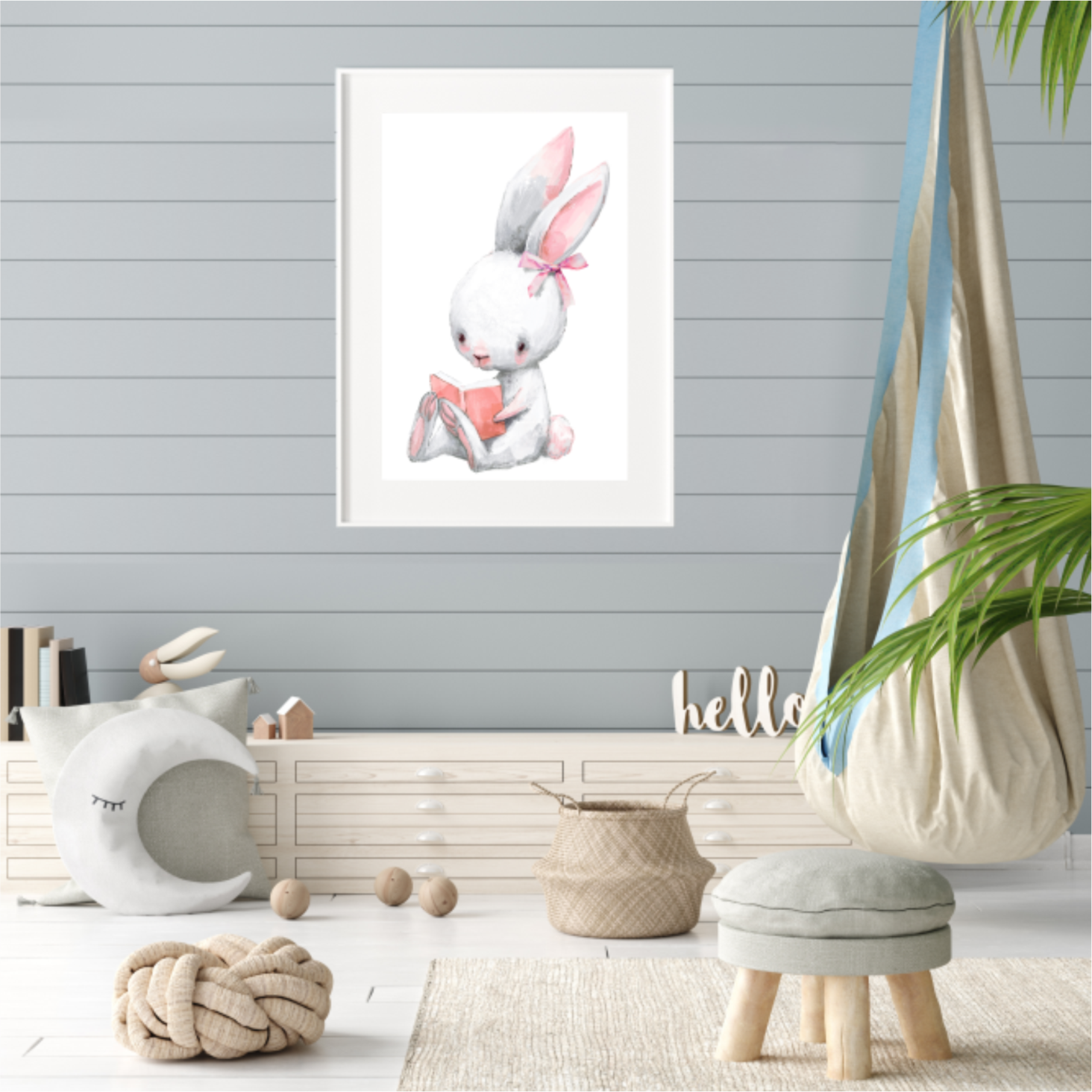 Plakat Króliczka Czytająca Książkę 30x40 cm  ForWalls.eu