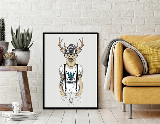 Plakat Jeleń Hipster 33x43 cm  ForWalls.eu