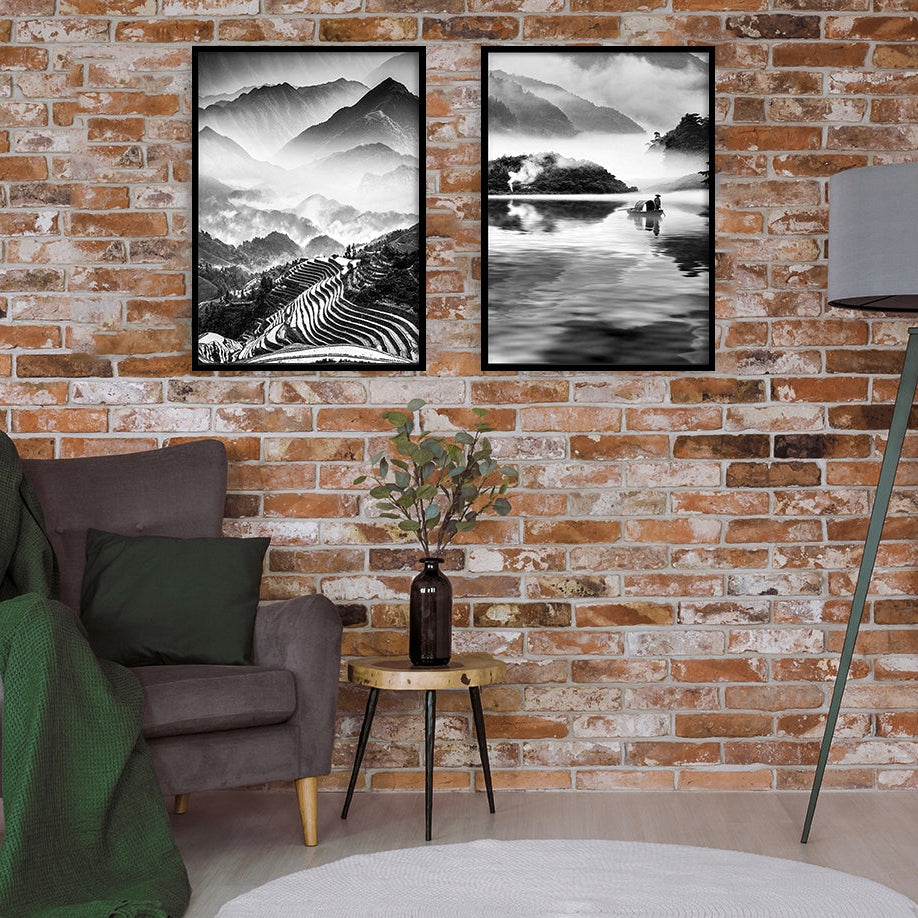 Plakaty Góry Czarno Białe Dyptyk 33x43cm  ForWalls.eu