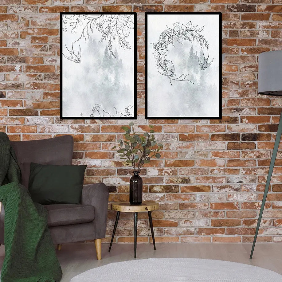 Plakaty Las Zima Biały Dyptyk 33x43cm - ForWalls.eu