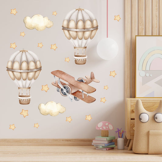 Naklejki na ścianę dla dzieci Beżowe Balony Boho GRATIS Kontakt Włącznik  ForWalls.eu
