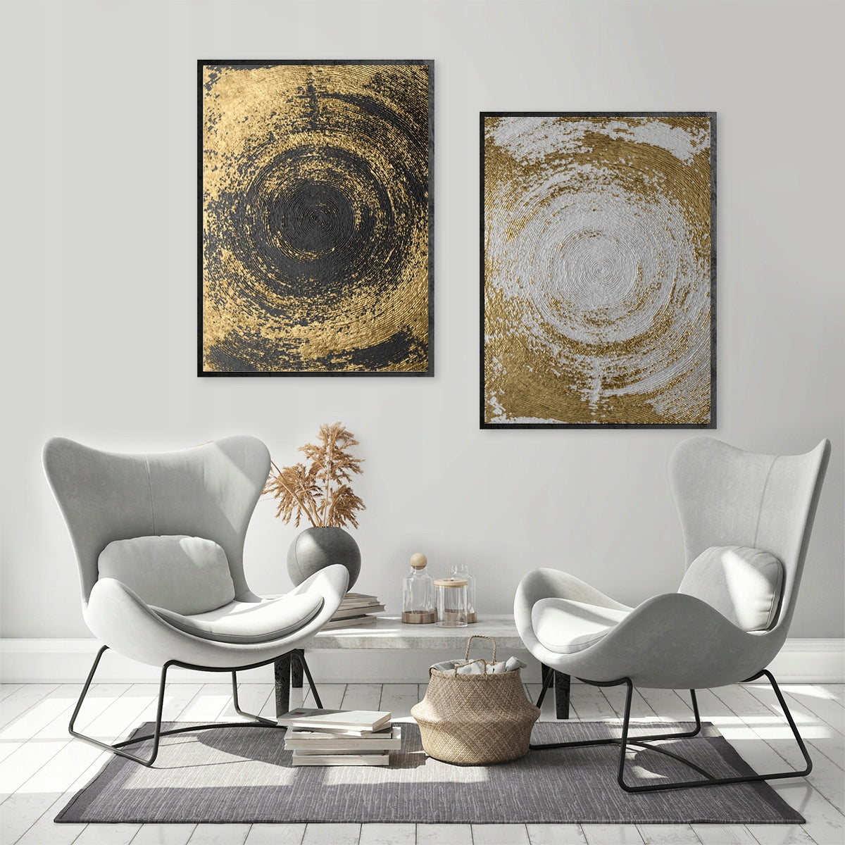 Plakaty Złote Okręgi Dyptyk 33x43cm  ForWalls.eu