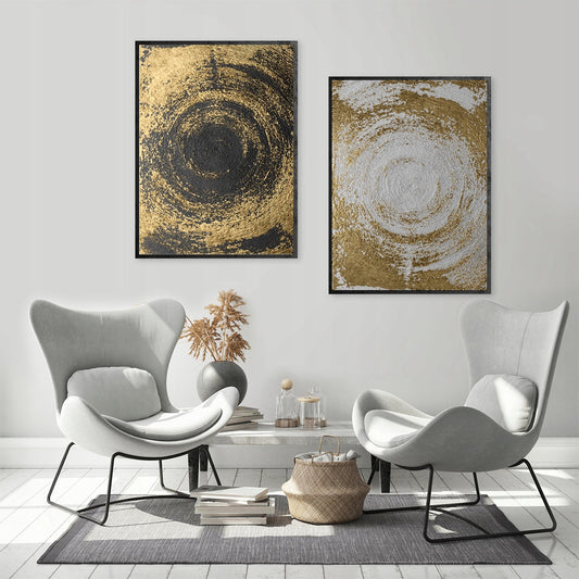 Plakaty Złote Okręgi Dyptyk 33x43cm  ForWalls.eu