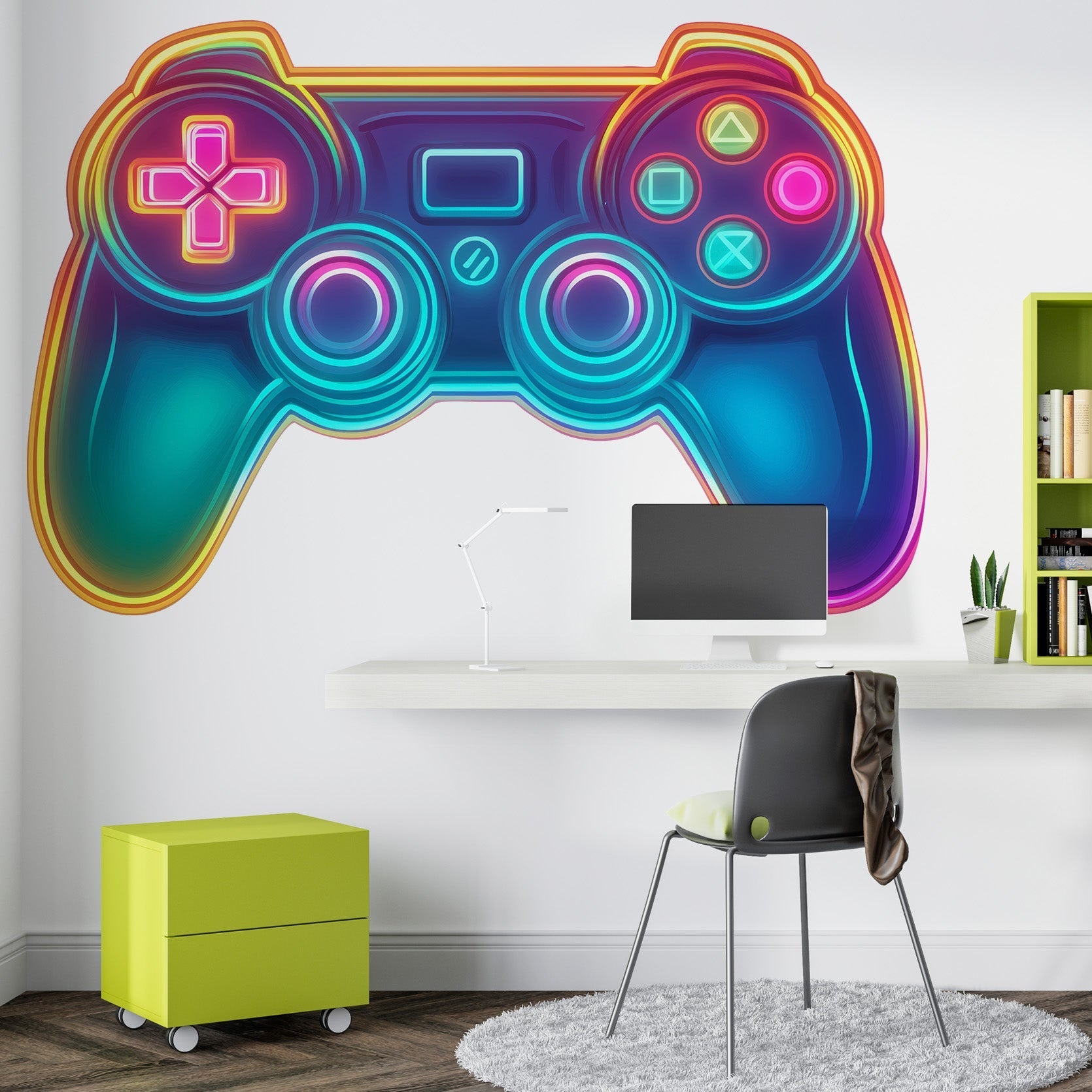 Kolorowa Naklejka ścienna dla chłopca nastolatka Gamepad Kontoler gry  ForWalls.eu