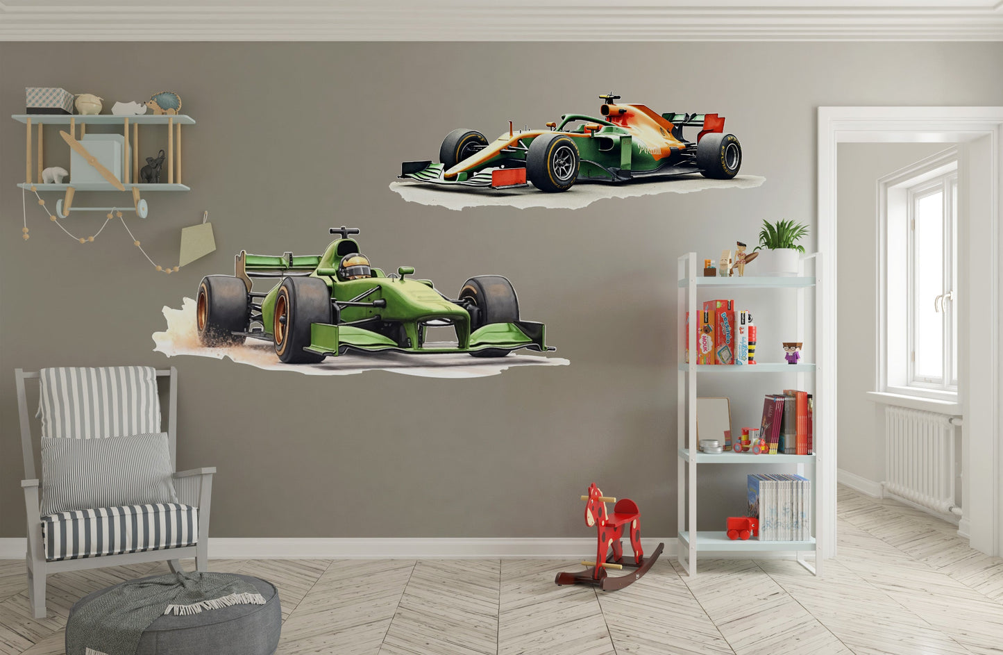 Naklejki na ścianę do pokoju chłopca dla nastolatka Auta F1 Wyścig  ForWalls.eu