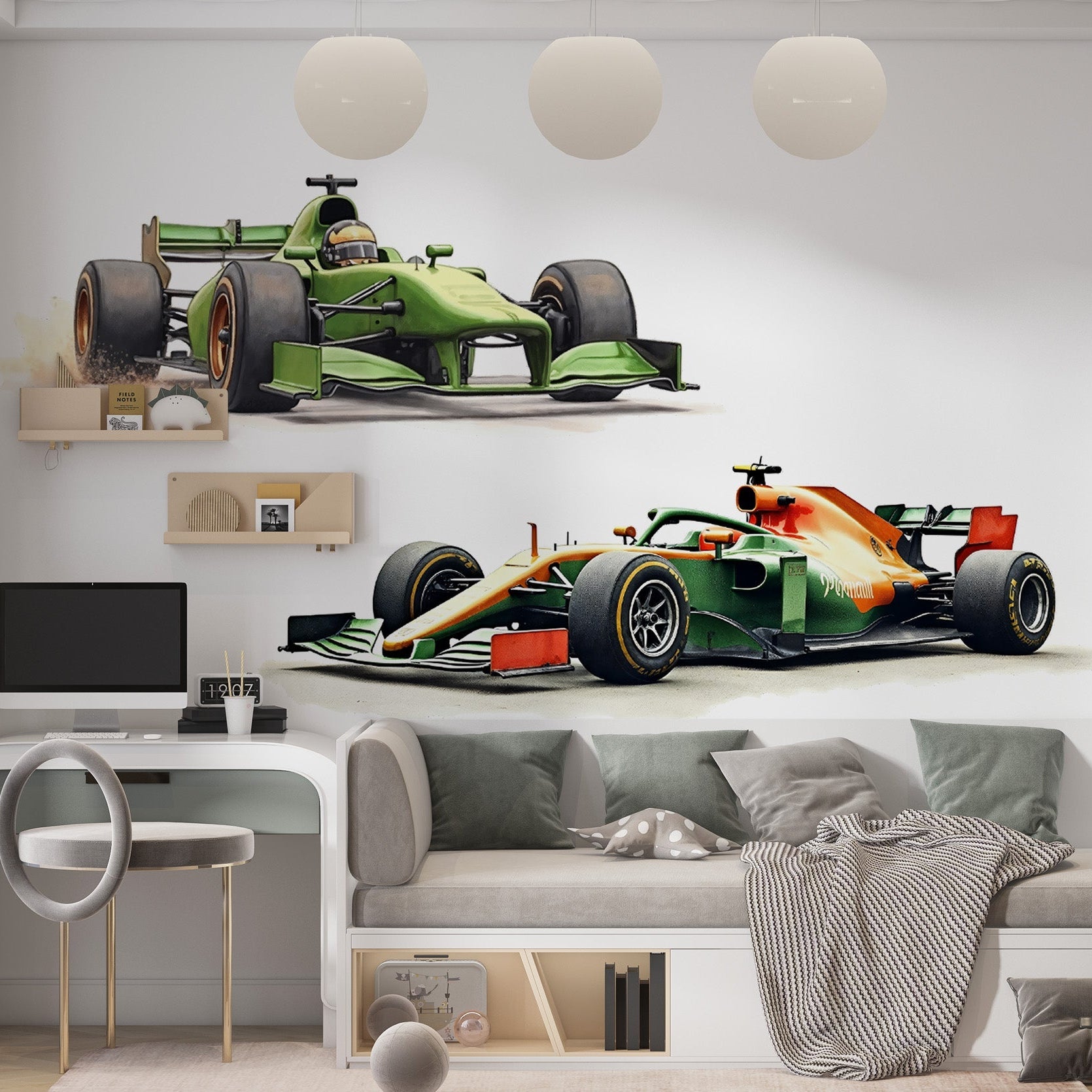 Naklejki na ścianę do pokoju chłopca dla nastolatka Auta F1 Wyścig  ForWalls.eu