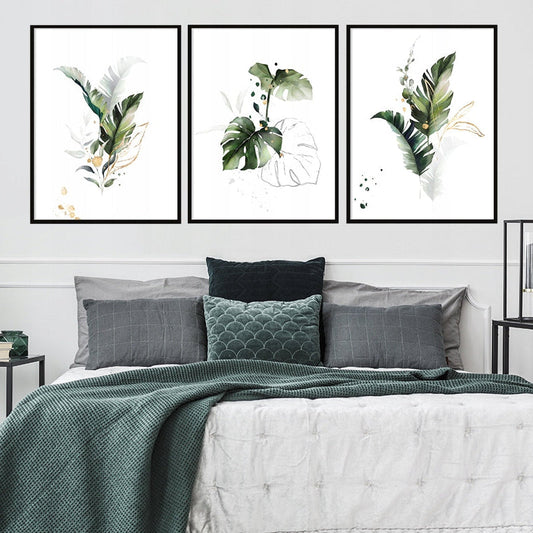 Plakaty Liście Biały Tryptyk 33x43cm  ForWalls.eu