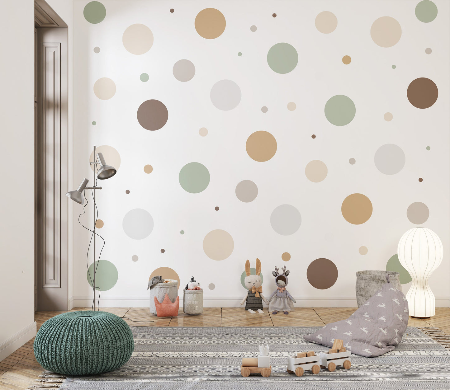 Naklejki Beże kółka grochy kropki Boho Skandynawski Pastele Dziecięce DIY  ForWalls.eu