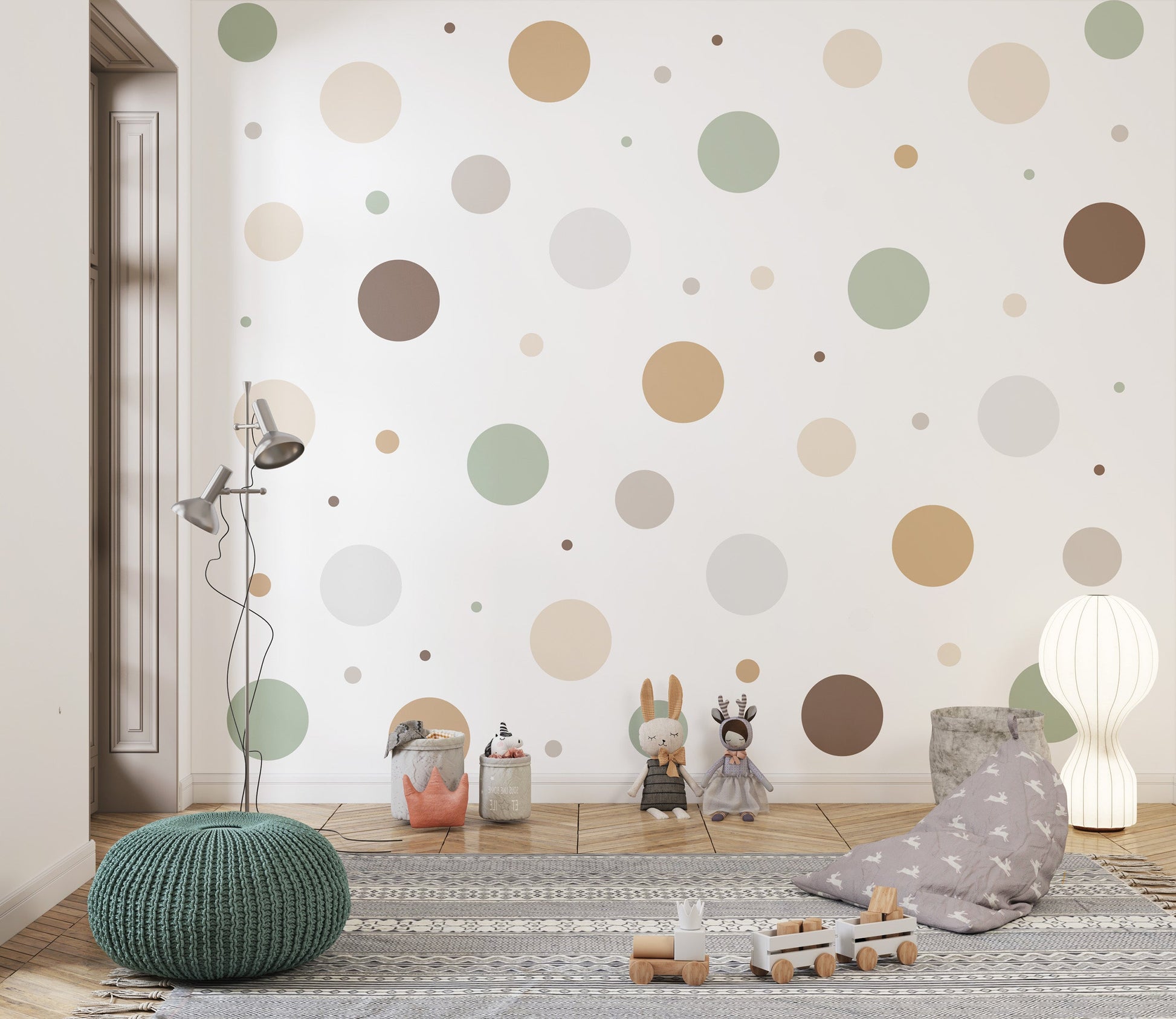 Naklejki Beże kółka grochy kropki Boho Skandynawski Pastele Dziecięce DIY  ForWalls.eu