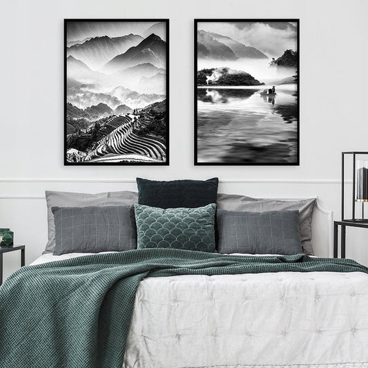 Plakaty Góry Czarno Białe Dyptyk 33x43cm  ForWalls.eu