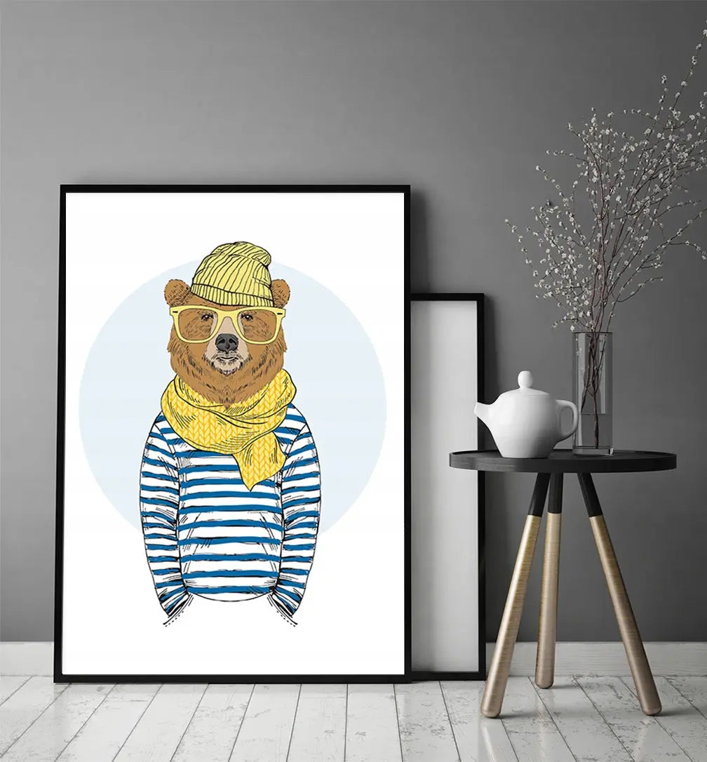 Plakat Miś Hipster 33x43 cm  ForWalls.eu
