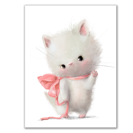 Plakat Kotek z Różową Kokardą 30x40 cm - ForWalls.eu