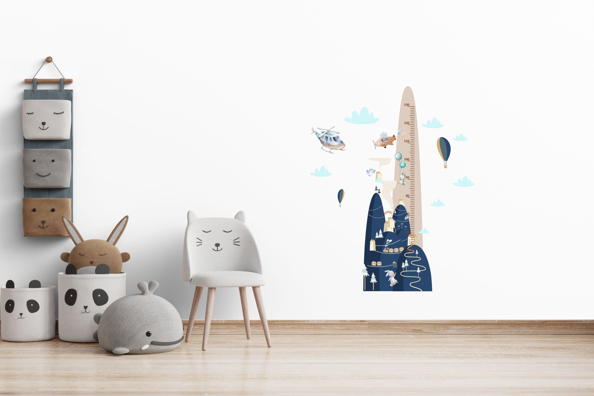 Miarka wzrostu dla dzieci Kolorowa naklejka góry balony chmury  45x120  ForWalls.eu