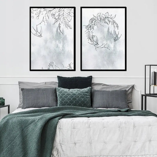 Plakaty Las Zima Biały Dyptyk 33x43cm - ForWalls.eu