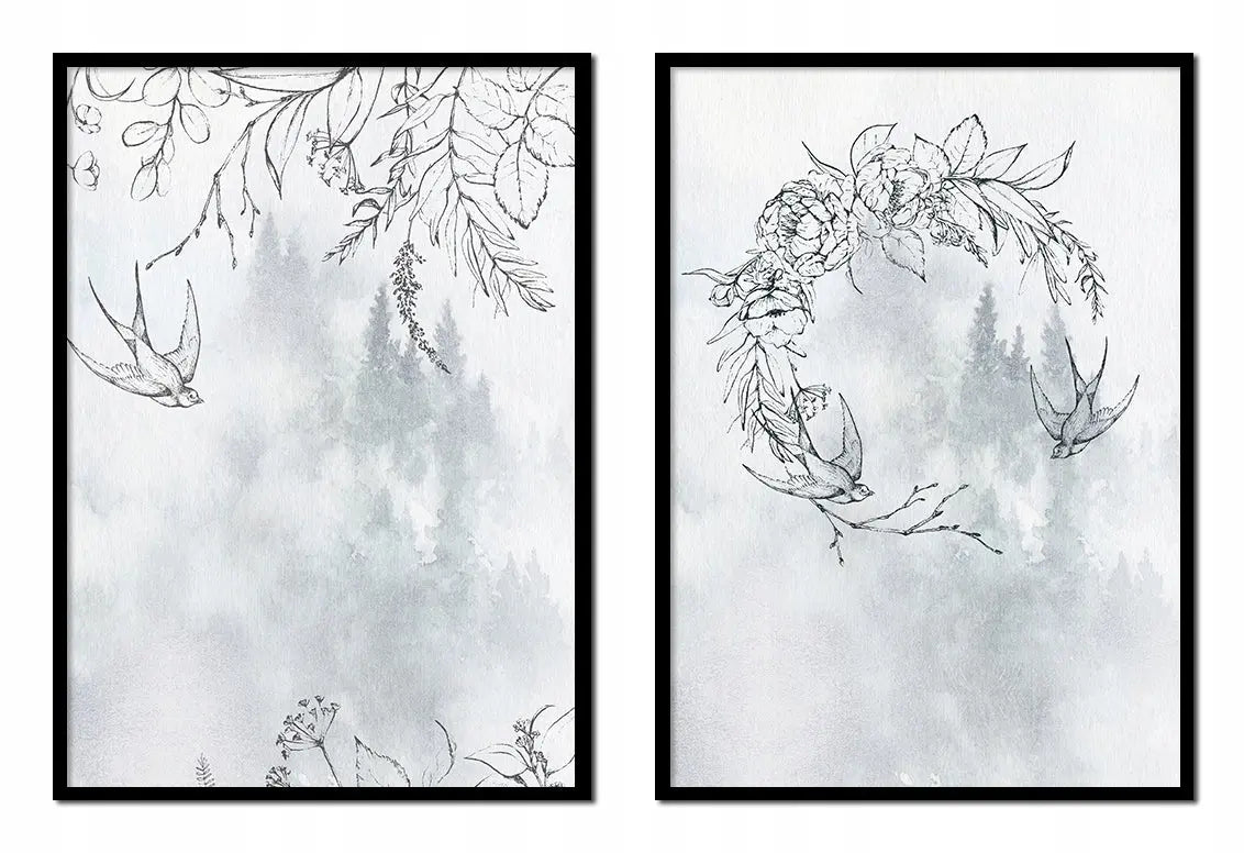 Plakaty Las Zima Biały Dyptyk 33x43cm - ForWalls.eu
