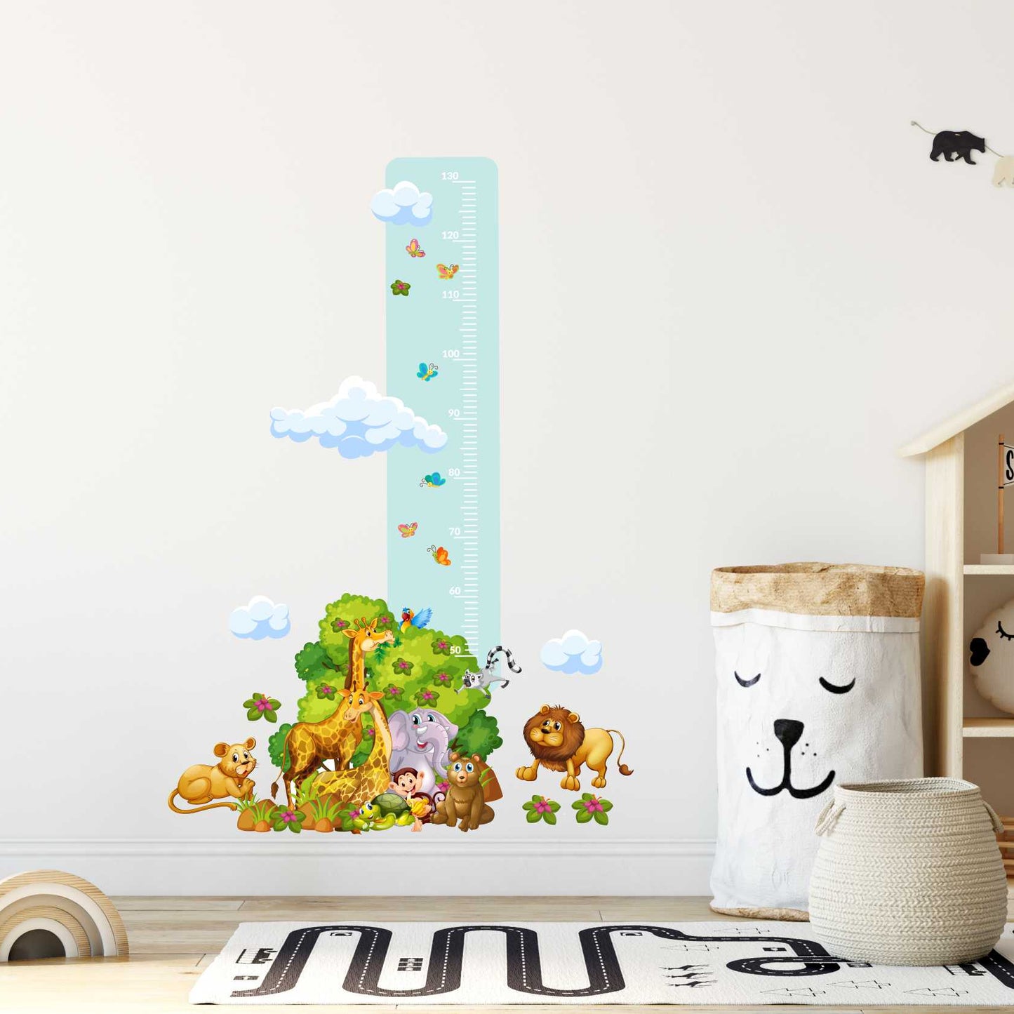 Miarka wzrostu dla dzieci zwierzęta safari Kolorowa naklejka ścienna 45x120  ForWalls.eu
