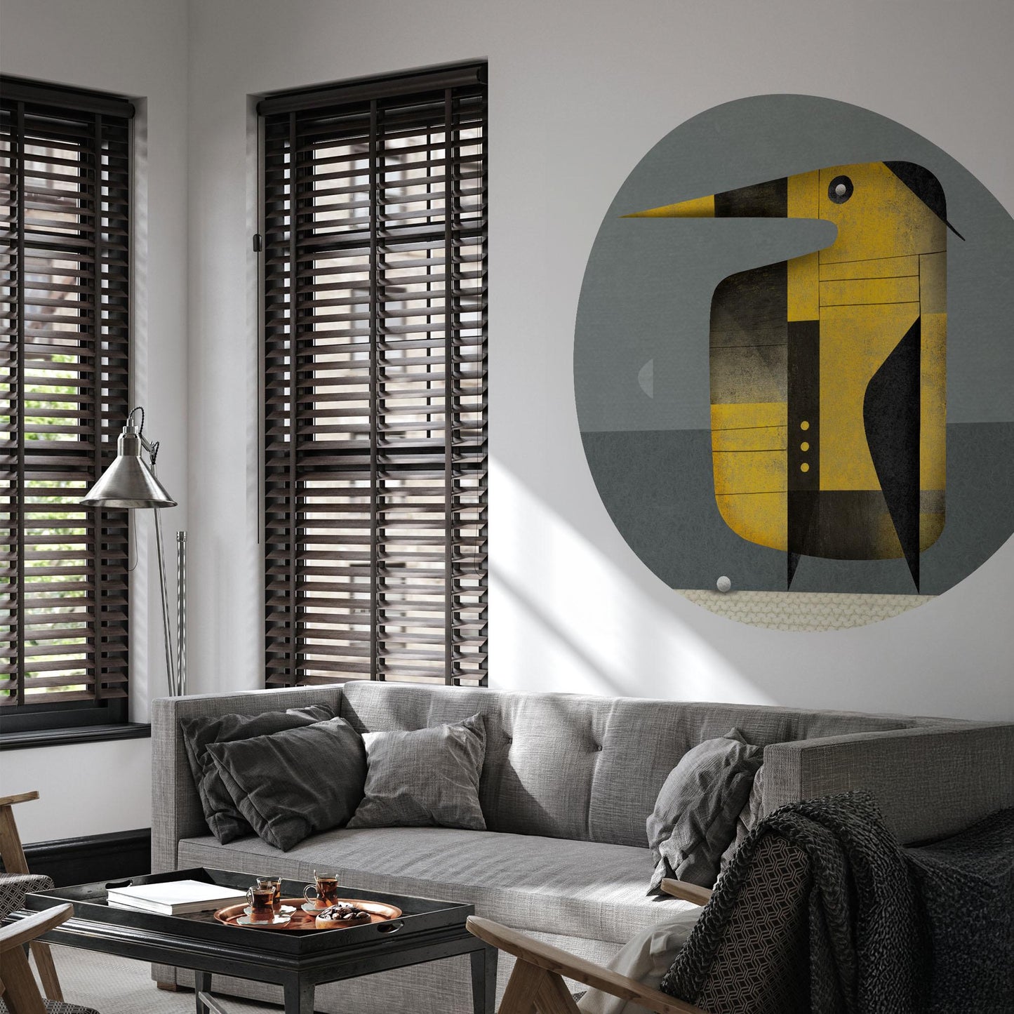 Organic Shape Art Decal - Night Golfer Penguin - Unique Silhouette Wall Art - Mid Century Modern Decor by FREZO - No AI - Peel & Stick