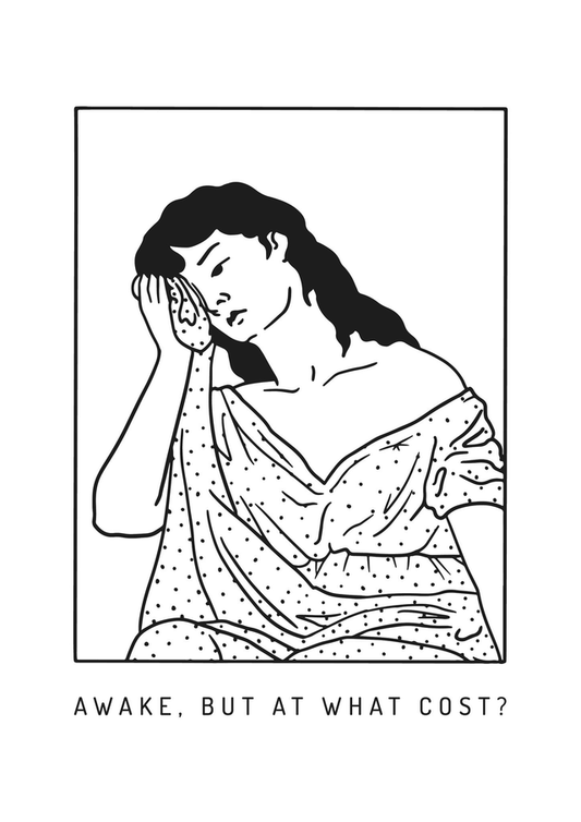 Plakat "Awake, but at what cost?"