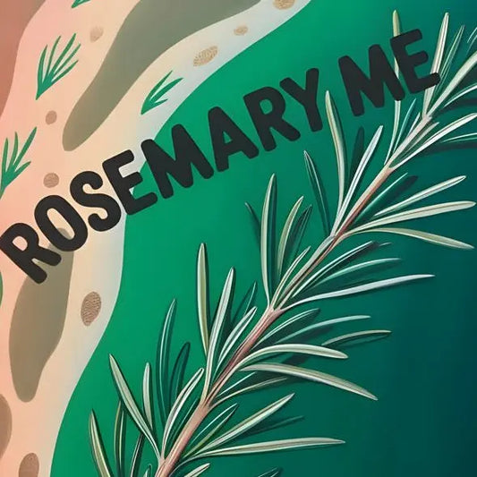 ForWalls.eu - Plakat Rosemary Me - Green background poster with a detailed rosemary sprig and the text "ROSEMARY ME" in black and green letters. - botaniczny, humor, jedzenie, miłość, plakat
